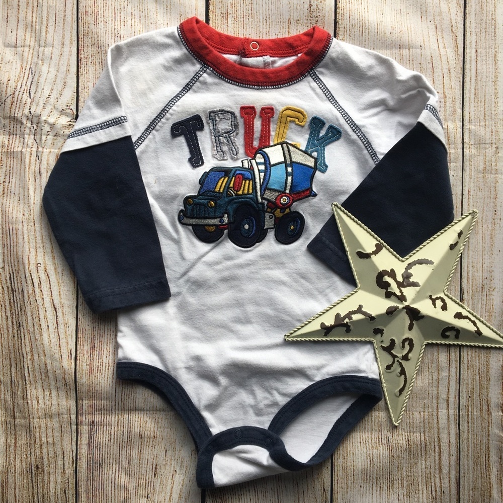 5/$15  Truck Long Sleeve Onesie size 3-6 months